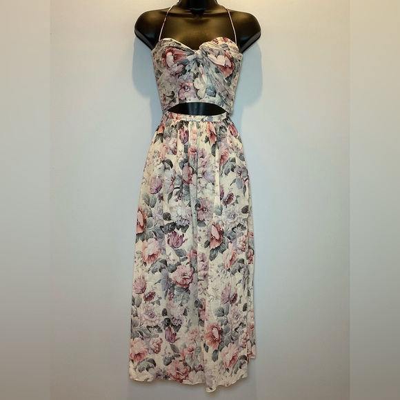 Zimmermann Jasper Tie Floral Cutout Midi Dress (Flawed) - Picture 2 of 11